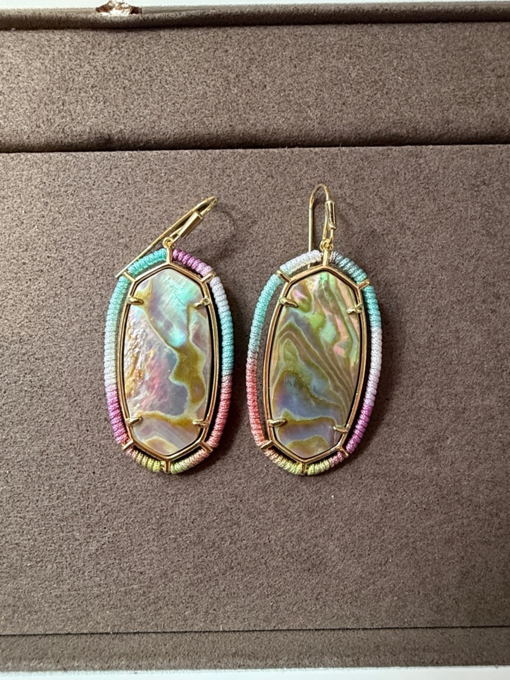 Kendra Scott Abalone Drop Earrings with Pastel Thread Accents
